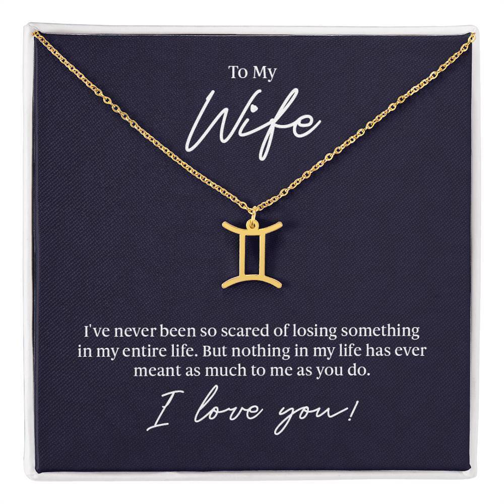 To My Wife Loss Sympathy Gemini Zodiac Necklace Gold Tone Standard Box